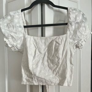 Short Sleeve Corset - Like Top. Puffy shoulders.